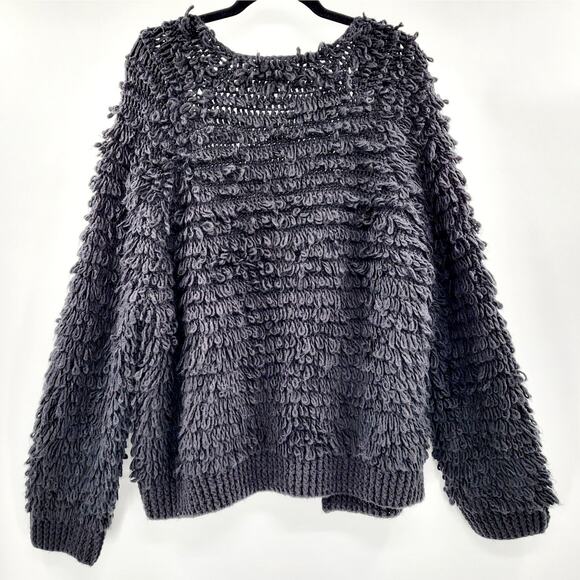 Universal Threads Black Wool Blend Crochet Shag Cardigan Open Sweater Size XL - Picture 4 of 7